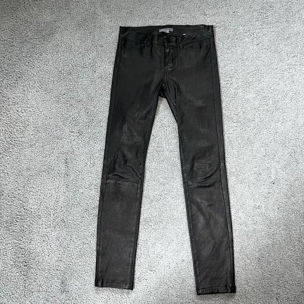 VINCE 100% Genuine REAL LEATHER Black Skinny Jeans  - EUC - Size 0